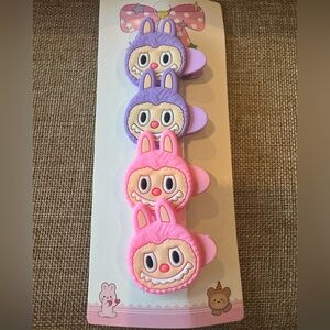 Set of 4 Kids Monster Hair Clips – Pink & Purple